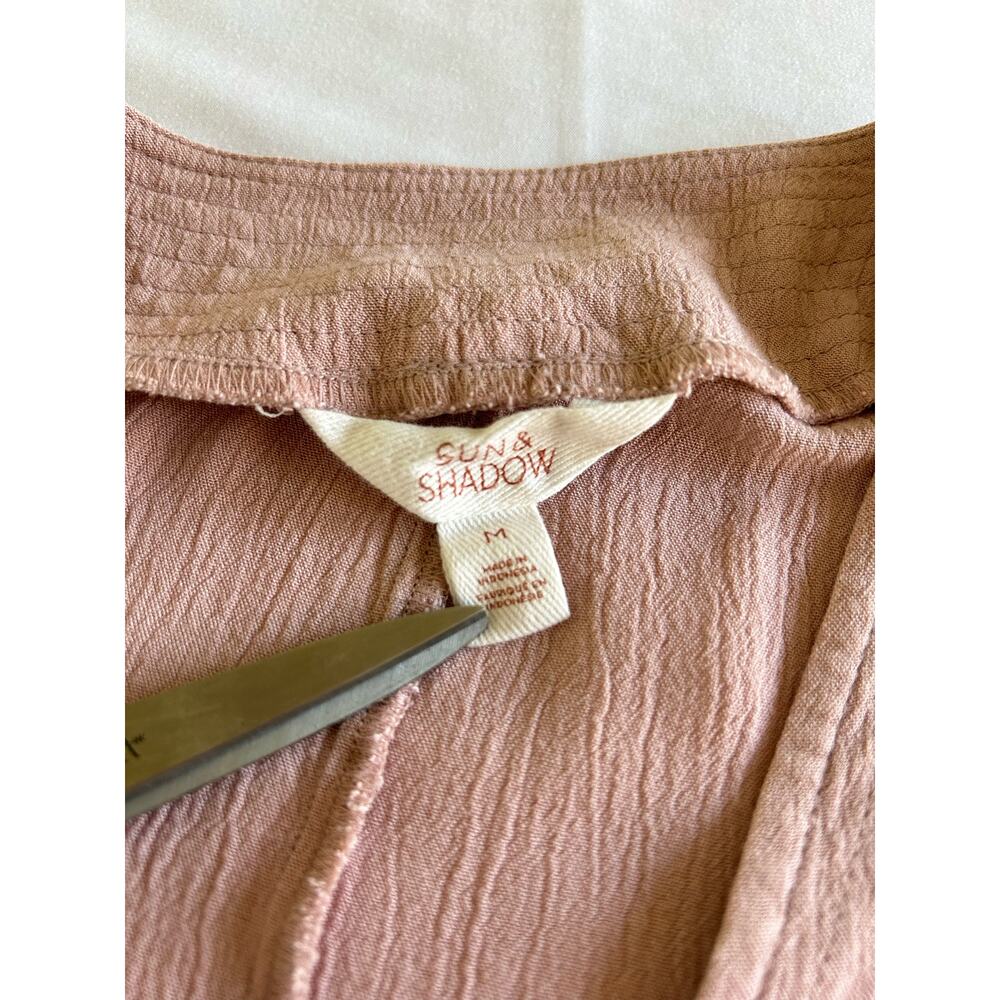 Sun & Shadow Blush Pink Kimono Robe Medium Floral Embroidered Belted Boho - Picture 6 of 8